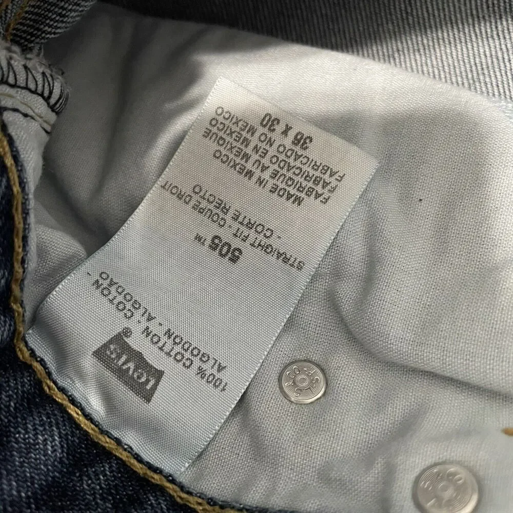 levis 505 straight fit jeans mens blue denim size 36x30 Cotton